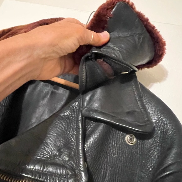 RARE Antique Leather Bomber Riding or Flight Jacket with detachable fur collar - Picture 5 of 5